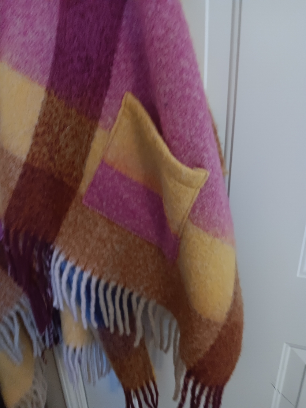 Cozy Pink and Yellow Plaid Cape